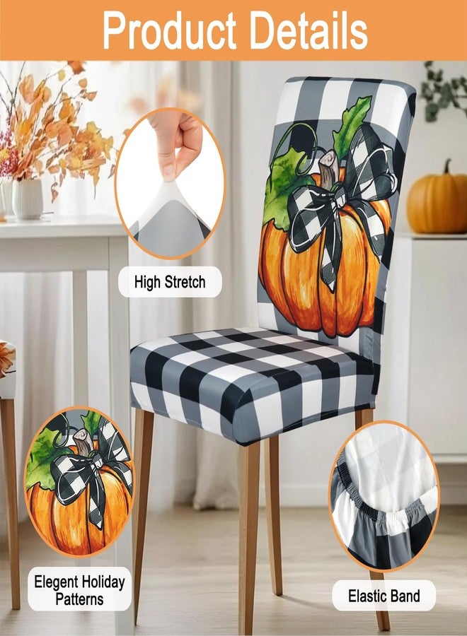 yrhsnclsdg 6 Pcs Fall Chair Covers for Dining Room, Thanksgiving Stretch Removable Dining Chair Cover Set of 6, Autumn Pumpkin Truck Chair Slipcovers Seat Protector for Fall Restaurant Decor - Image 5